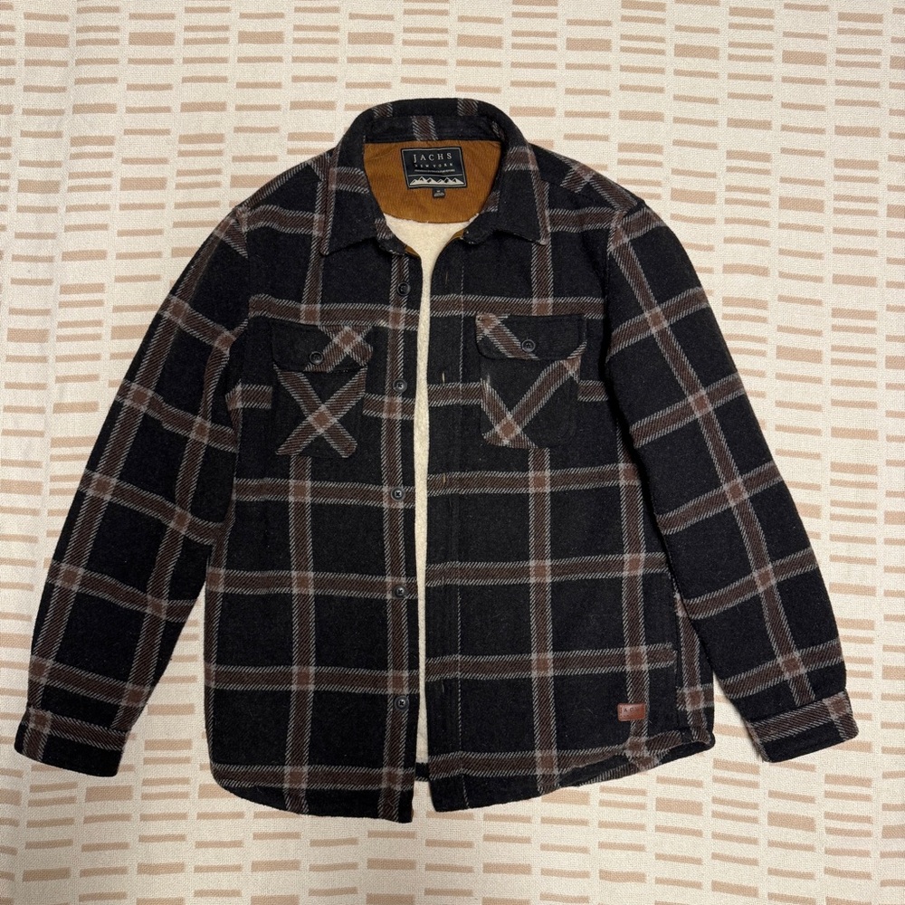 Jachs Black and Brown Sherpa-lined Shirt Jacket